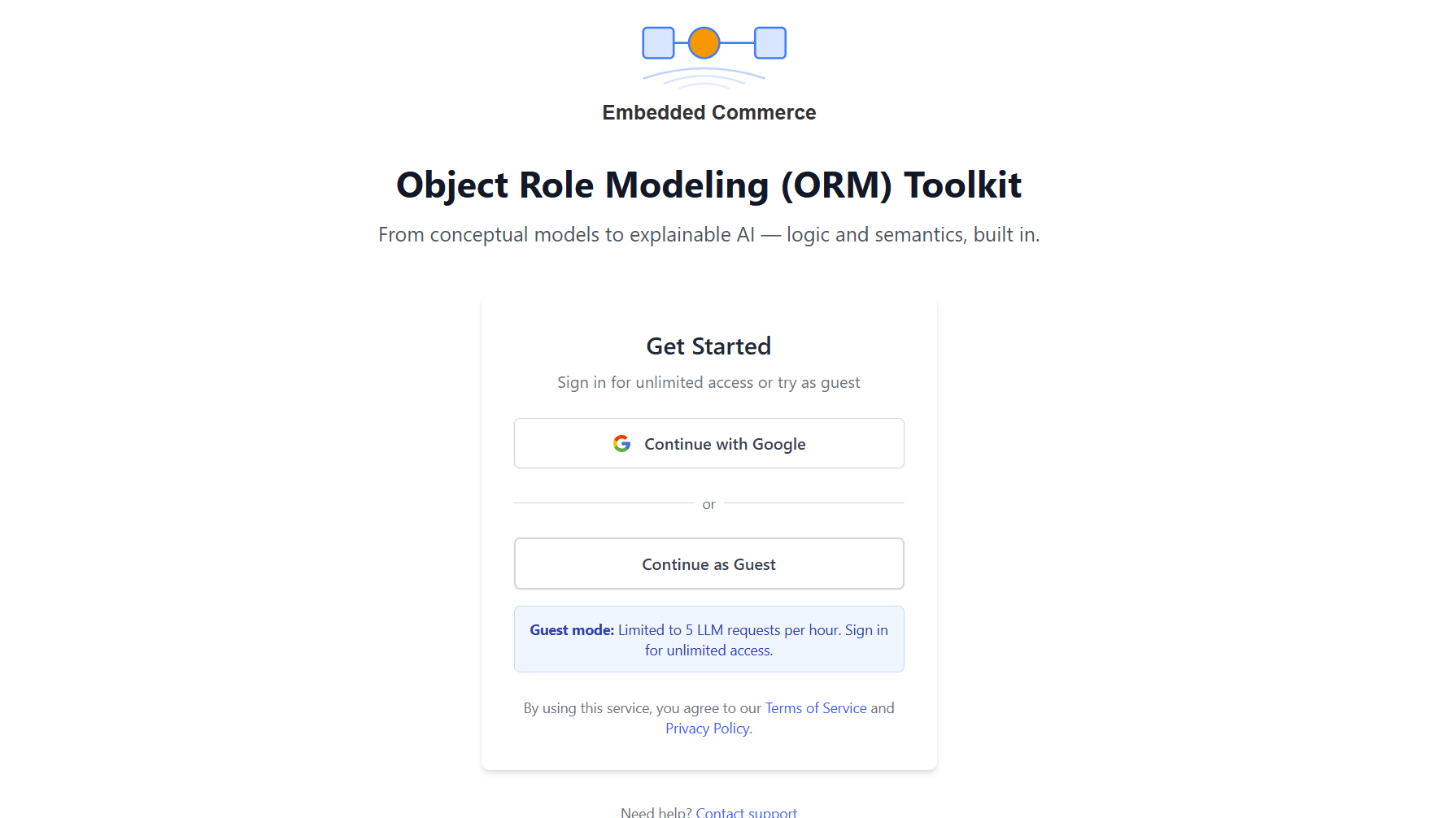 Login page with Continue as Guest and Continue with Google options
